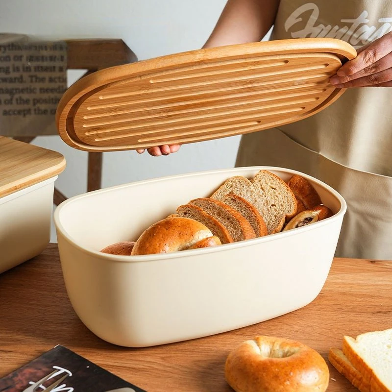 Picnic Food Grade Picnic Box, Extra Large Bamboo Wood Cover, Cutting Board, Multifunction Bread Box, Kitchen Storage Tools